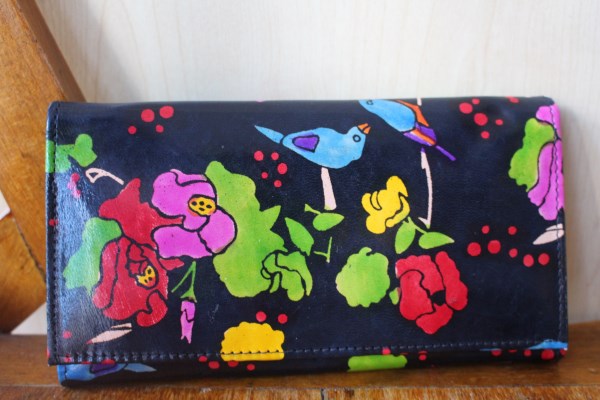 IN-AE-FA102 Wallet Blue Wren and Flowers