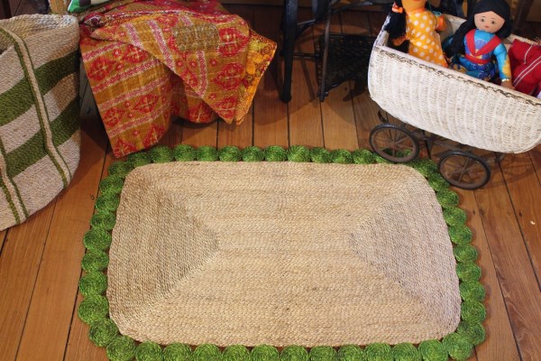 B-SH-DH86 Mat Jute Rectangular Lime Trim